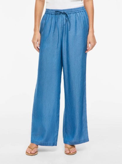 Vila Hose VITEVIRA HW PANT/VOL - Medium Blue Denim