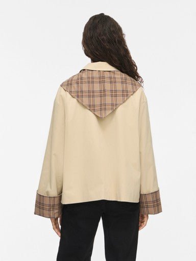 Vila Jacke Langarm Detail Fields Of Rye Check Scarf