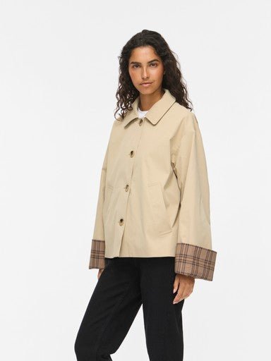 Vila Jacke Langarm Detail Fields Of Rye Check Scarf