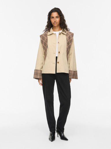 Vila Jacke Langarm Detail Fields Of Rye Check Scarf