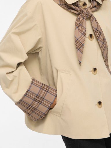 Vila Jacke Langarm Detail Fields Of Rye Check Scarf