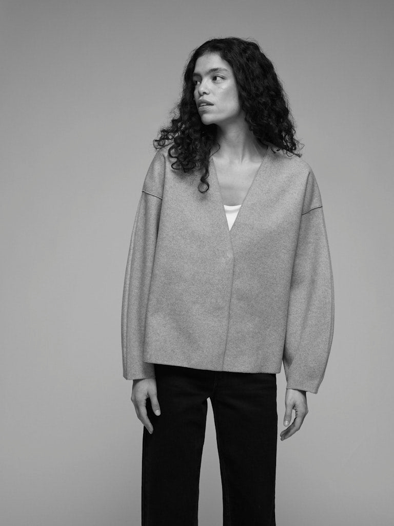 Vila Jacke Loose Fit Langarm Natural Melange