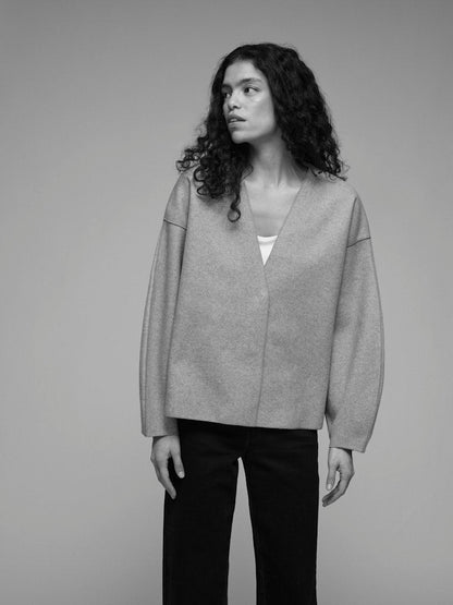 Vila Jacke Loose Fit Langarm Natural Melange
