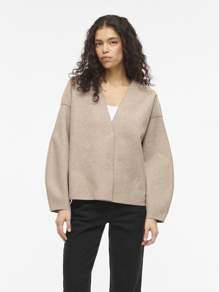 Vila Jacke Loose Fit Langarm Natural Melange