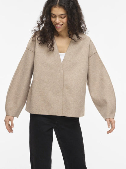 Vila Jacke Loose Fit Langarm Natural Melange