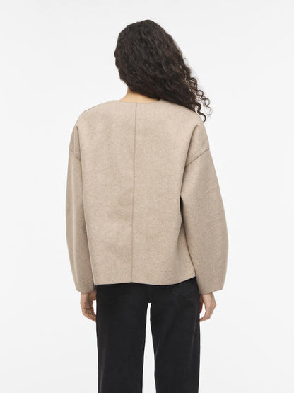 Vila Jacke Loose Fit Langarm Natural Melange