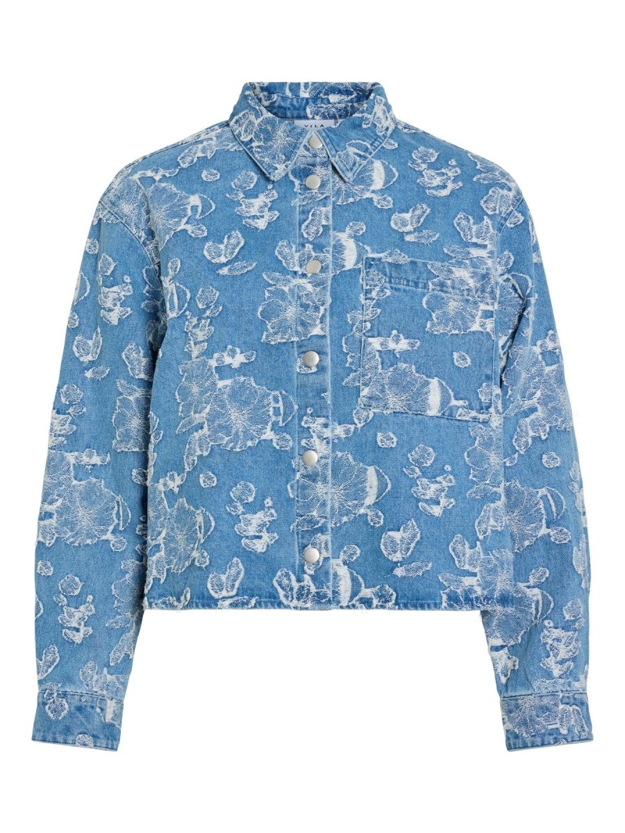 VILA Jeansjacke VIIANAIS NEW L/S JACQUARD DENIM JACKET - Light Blue Denim JACQUARD