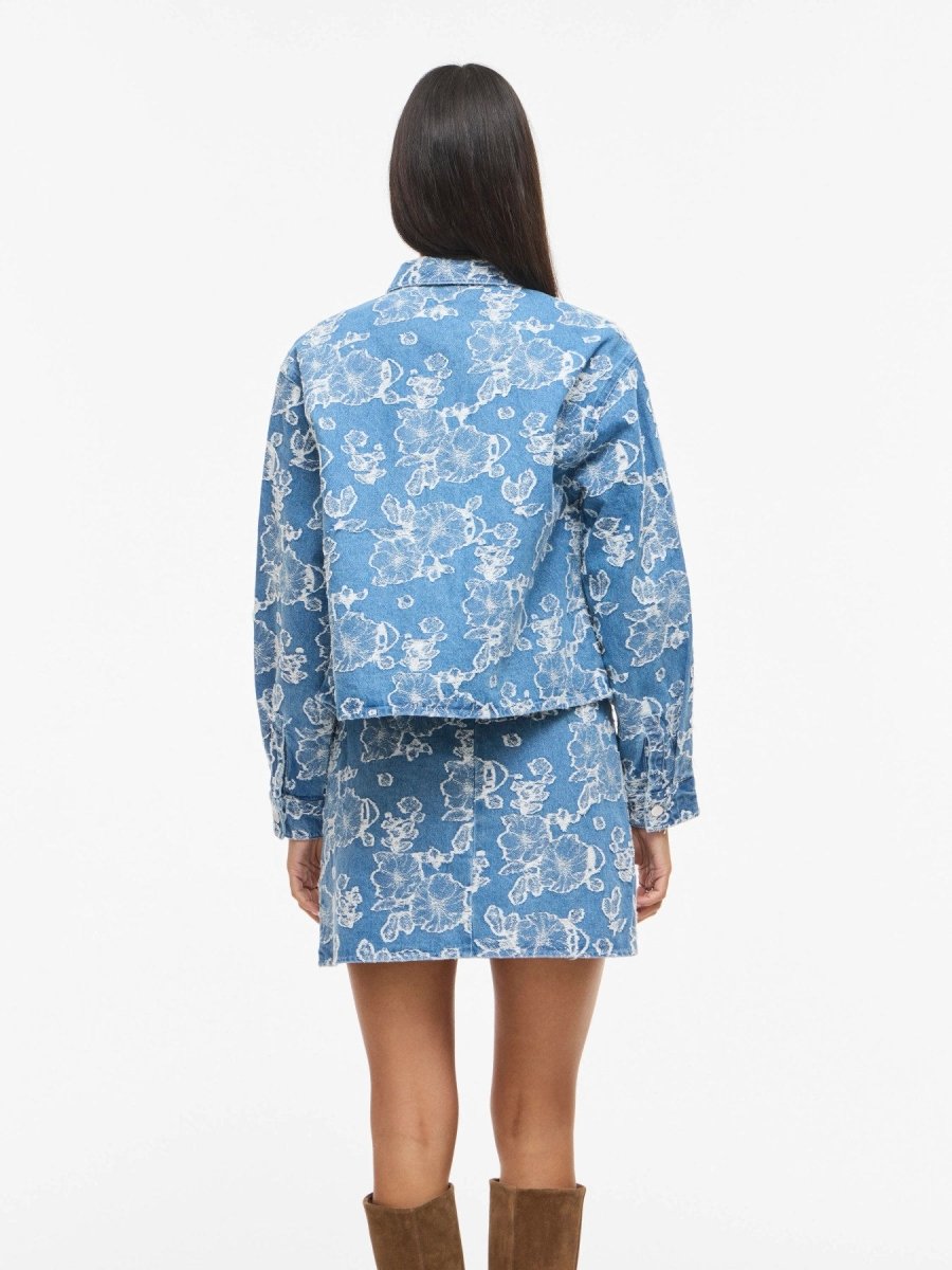 VILA Jeansjacke VIIANAIS NEW L/S JACQUARD DENIM JACKET - Light Blue Denim JACQUARD