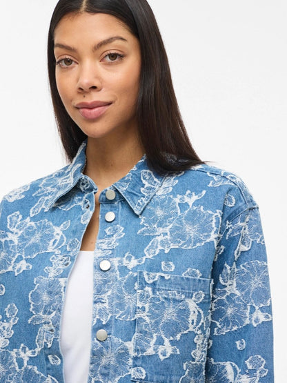 VILA Jeansjacke VIIANAIS NEW L/S JACQUARD DENIM JACKET - Light Blue Denim JACQUARD