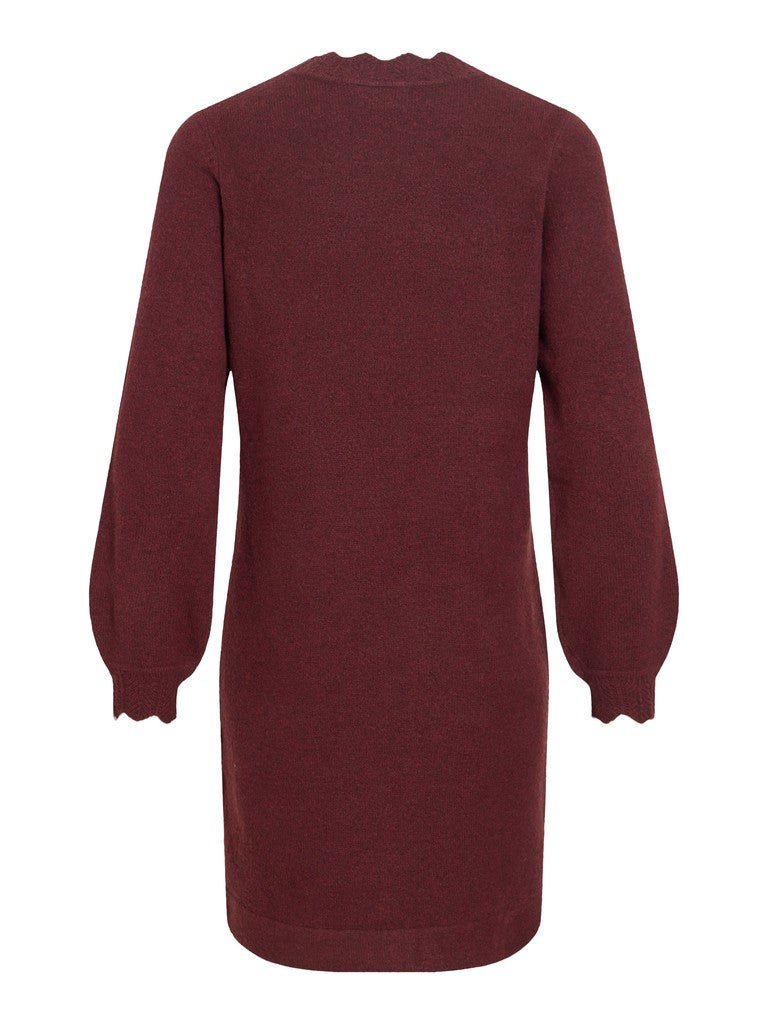 Vila Kleid Rundhals Langarm Strick Port Royale Melange
