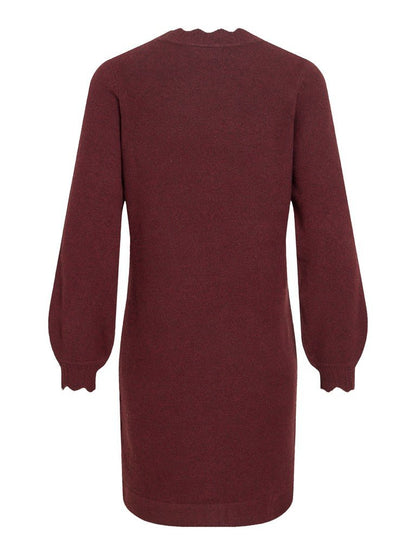 Vila Kleid Rundhals Langarm Strick Port Royale Melange