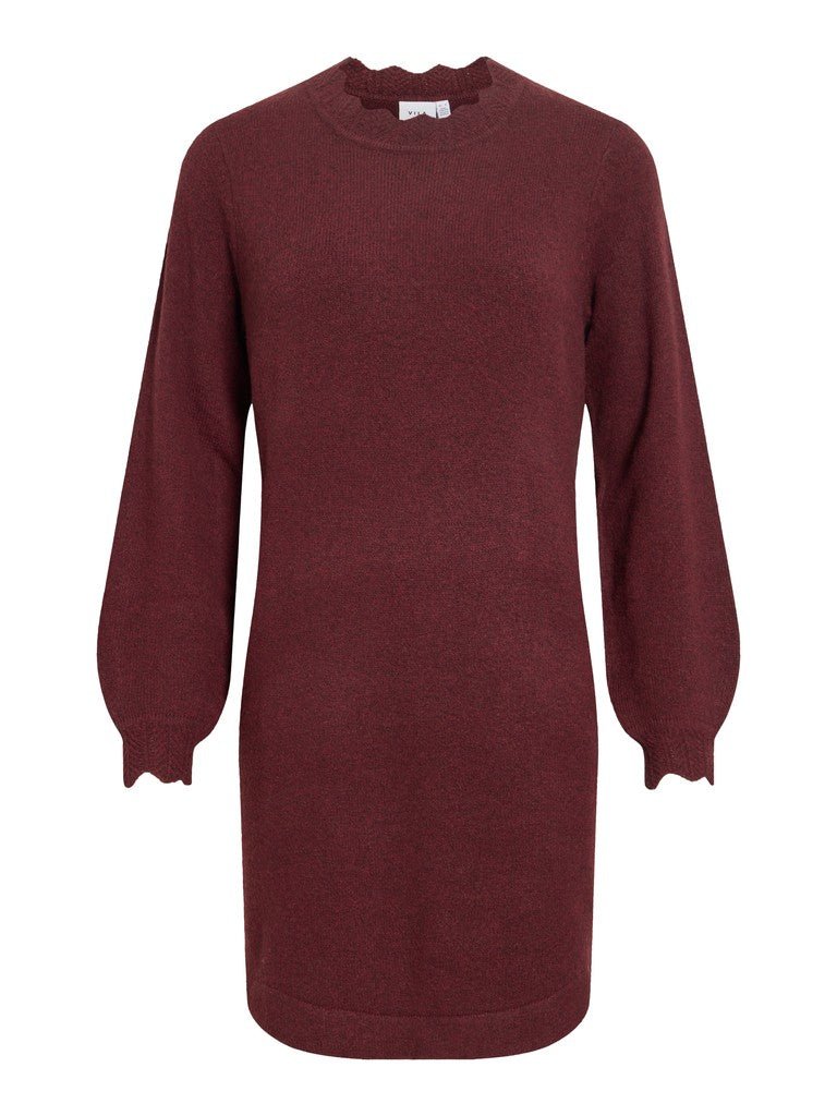 Vila Kleid Rundhals Langarm Strick Port Royale Melange