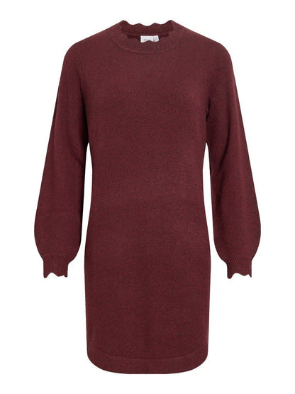 Vila Kleid Rundhals Langarm Strick Port Royale Melange