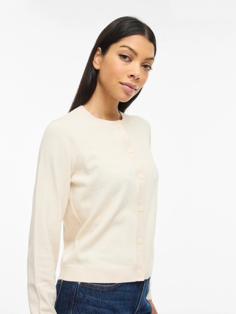 VILA Knit Cardigan VIMALU O - NECK L/S KNIT CARDIGAN - Sandshell MELANGE