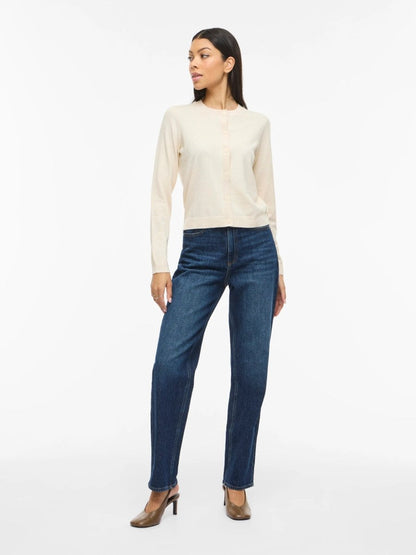 VILA Knit Cardigan VIMALU O - NECK L/S KNIT CARDIGAN - Sandshell MELANGE