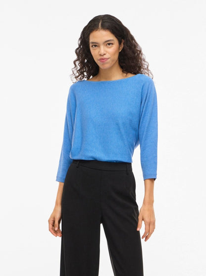 VILA Knit top VIMALU BOATNECK 3/4 SLEEVE KNIT TOP - NOOS - All Aboard MELANGE