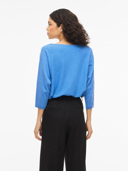 VILA Knit top VIMALU BOATNECK 3/4 SLEEVE KNIT TOP - NOOS - All Aboard MELANGE
