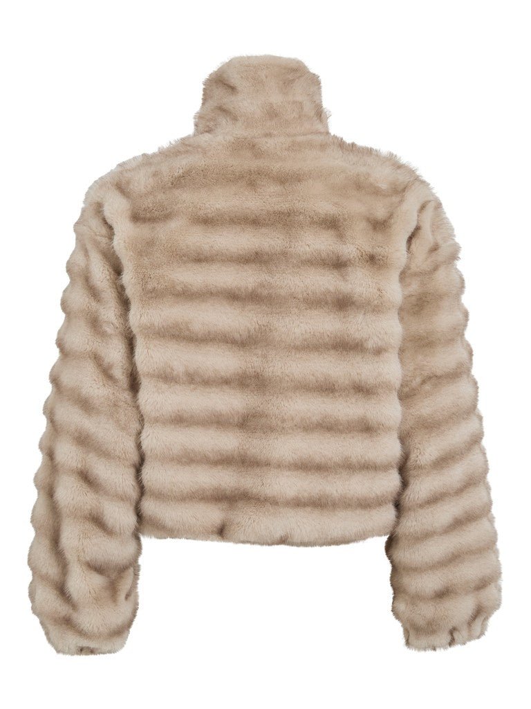 Vila Kurze Jacke Vikiva in Feather Gray Brown Stripe