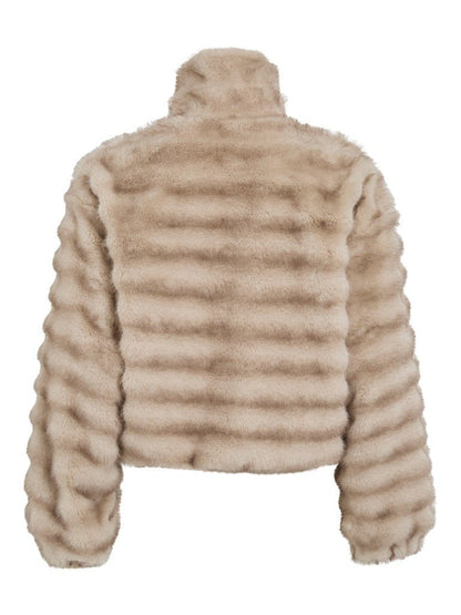 Vila Kurze Jacke Vikiva in Feather Gray Brown Stripe