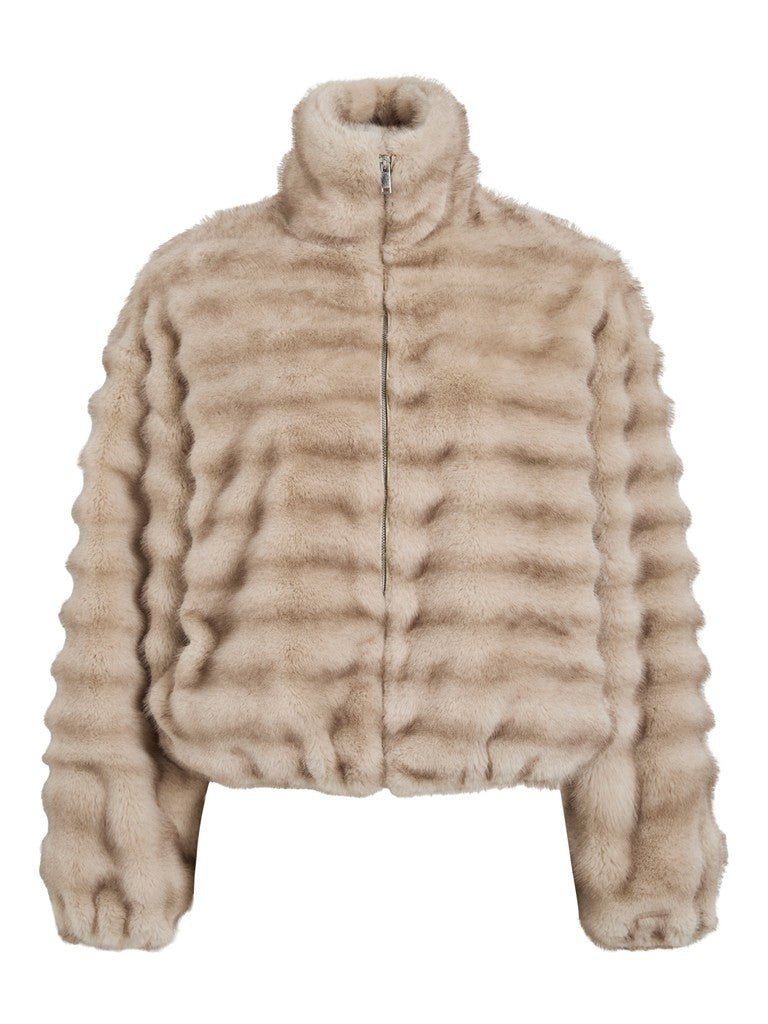 Vila Kurze Jacke Vikiva in Feather Gray Brown Stripe