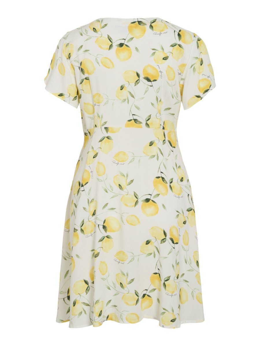 Vila Kurzkleid VILISA PRI V - NECK S/S SHORT DRESS/VOL - Snow White LEMO