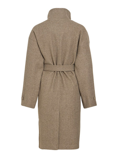 Vila Langer Mantel L/S Coat in Dark Natural Melange