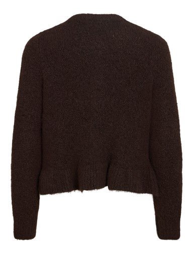 Vila L/S Flounce Knit Cardigan Coffee Bean Melange