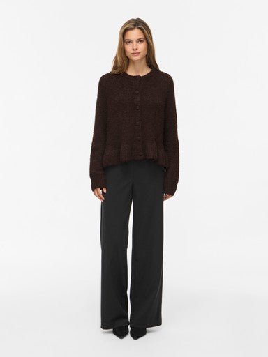 Vila L/S Flounce Knit Cardigan Coffee Bean Melange