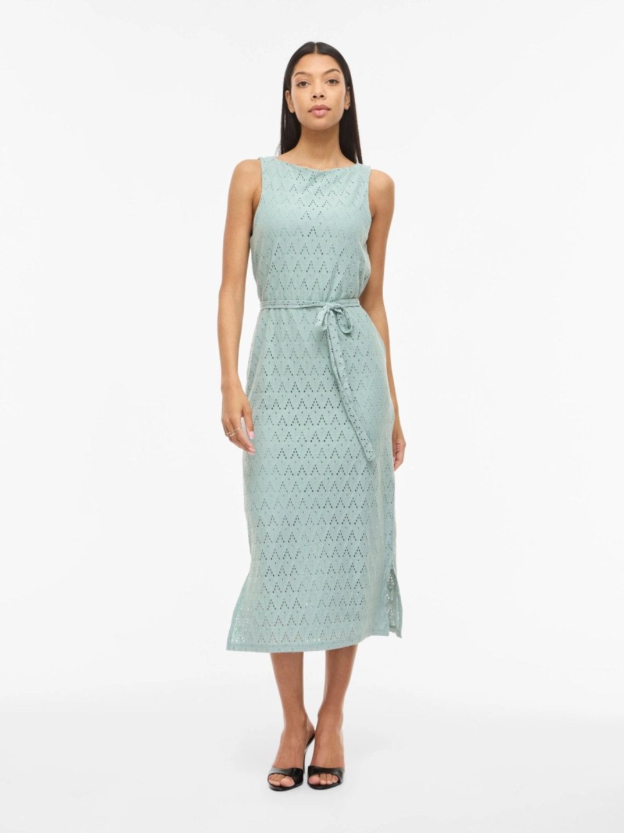 Vila Midi - Kleid VIAMALINA S/L MIDI DRESS/VOL/PB - Blue Surf