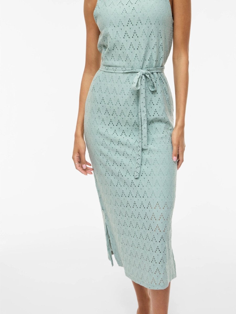 Vila Midi - Kleid VIAMALINA S/L MIDI DRESS/VOL/PB - Blue Surf
