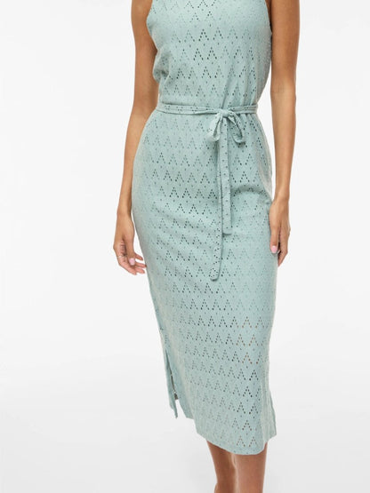 Vila Midi - Kleid VIAMALINA S/L MIDI DRESS/VOL/PB - Blue Surf