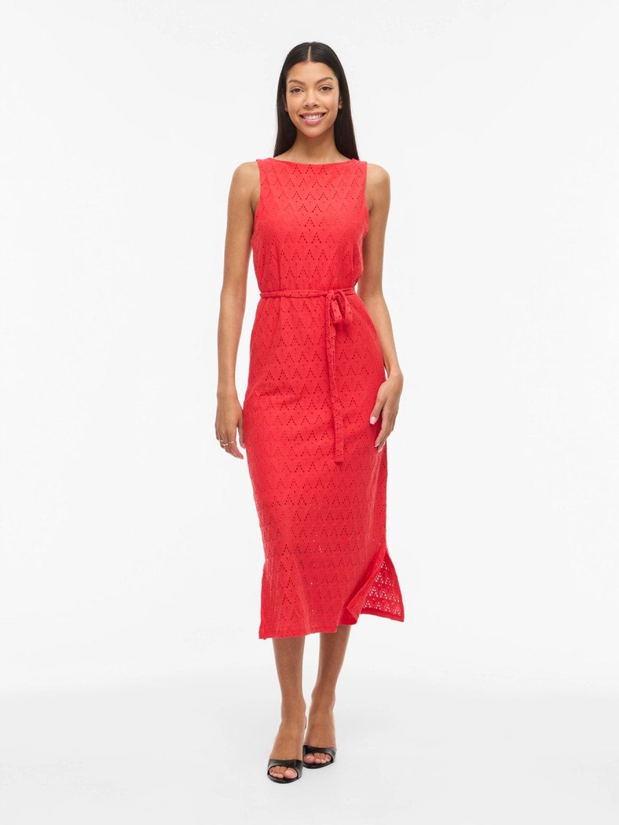 Vila Midi - Kleid VIAMALINA S/L MIDI DRESS/VOL/PB - Hibiscus