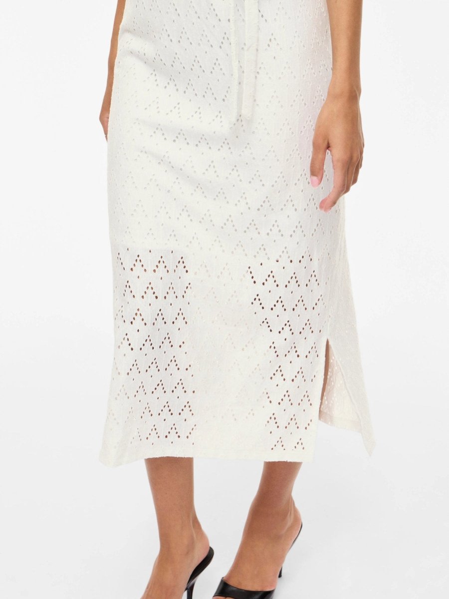 Vila Midi - Kleid VIAMALINA S/L MIDI DRESS/VOL/PB - Snow White