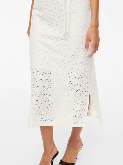 Vila Midi - Kleid VIAMALINA S/L MIDI DRESS/VOL/PB - Snow White