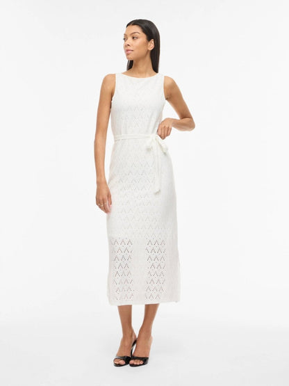 Vila Midi - Kleid VIAMALINA S/L MIDI DRESS/VOL/PB - Snow White