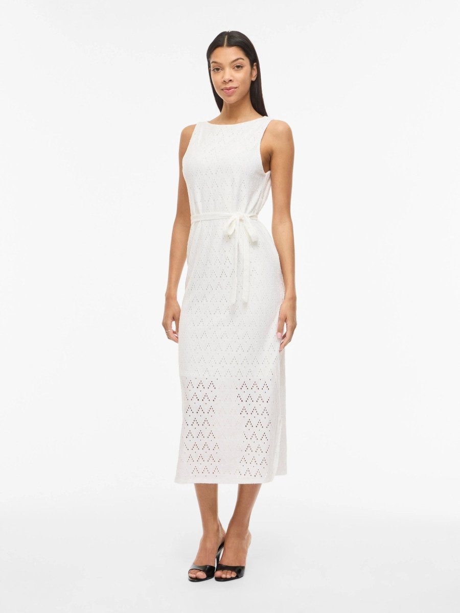 Vila Midi - Kleid VIAMALINA S/L MIDI DRESS/VOL/PB - Snow White