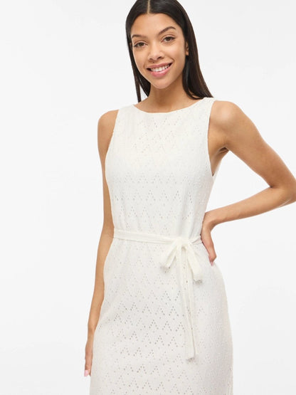 Vila Midi - Kleid VIAMALINA S/L MIDI DRESS/VOL/PB - Snow White