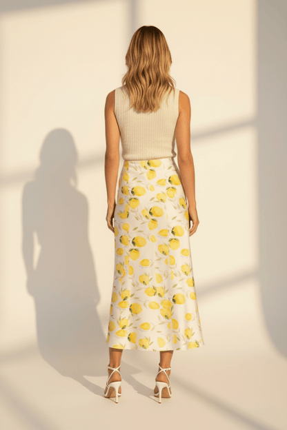 Vila Midi - Rock VIELLETTE HW MIDI SKIRT - NOOS - Snow White LEMON