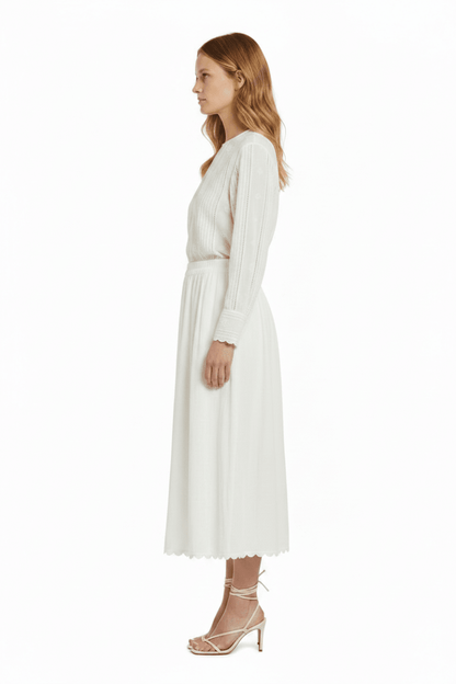 Vila Midi - Rock VIMINDY HW SCALLOP MIDI SKIRT - Snow White