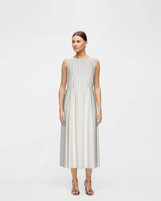 VILA Midikleid VIJIMBA O - NECK S/L MIDI DRESS - Snow White