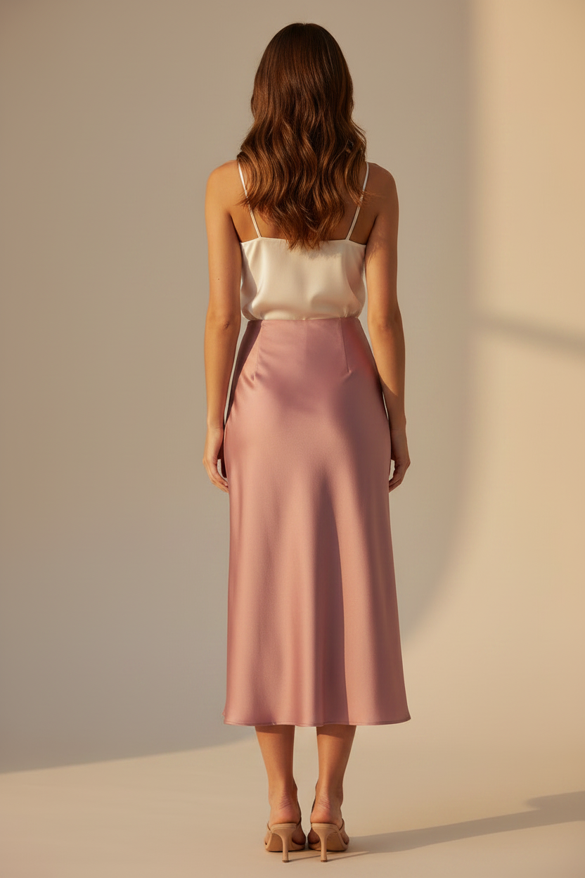 Vila Midirock VIELLETTE HW MIDI SKIRT in Nostalgia Rose