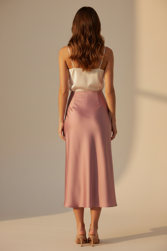 Vila Midirock VIELLETTE HW MIDI SKIRT in Nostalgia Rose