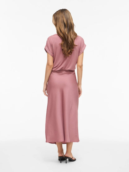 Vila Midirock VIELLETTE HW MIDI SKIRT in Nostalgia Rose