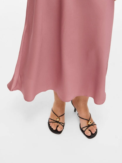 Vila Midirock VIELLETTE HW MIDI SKIRT in Nostalgia Rose