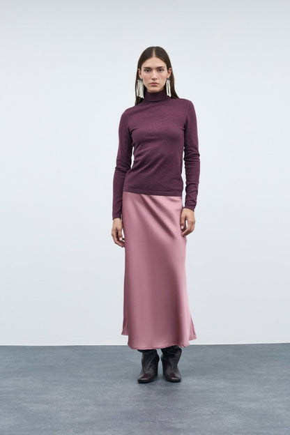 Vila Midirock VIELLETTE HW MIDI SKIRT in Nostalgia Rose