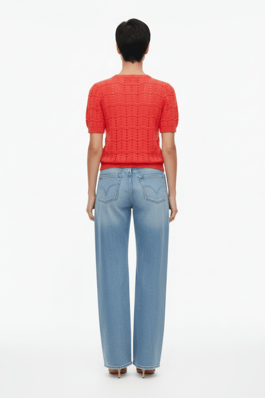 Vila O - NECK POINTELLE KNIT TOP/TES in der Farbe Hibiscus