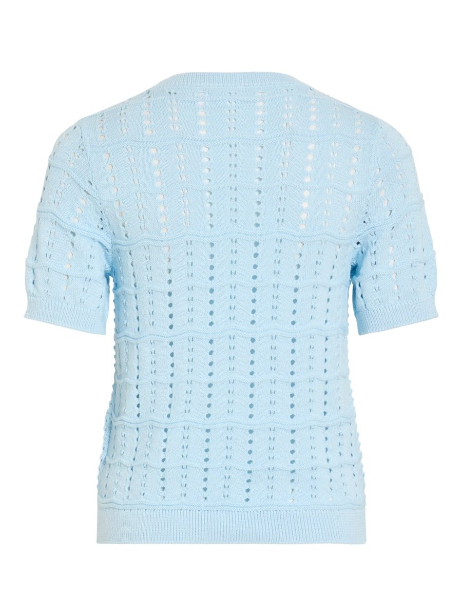 Vila O - NECK POINTELLE KNIT TOP/TES in der Farbe Nantucket Breeze