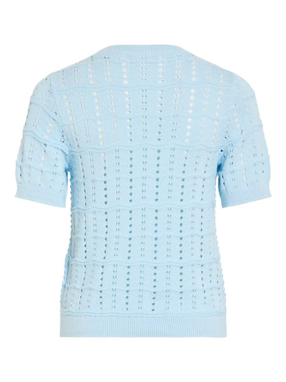 Vila O - NECK POINTELLE KNIT TOP/TES in der Farbe Nantucket Breeze
