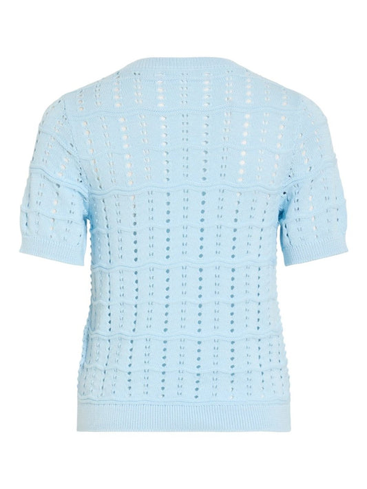 Vila O - NECK POINTELLE KNIT TOP/TES in der Farbe Nantucket Breeze