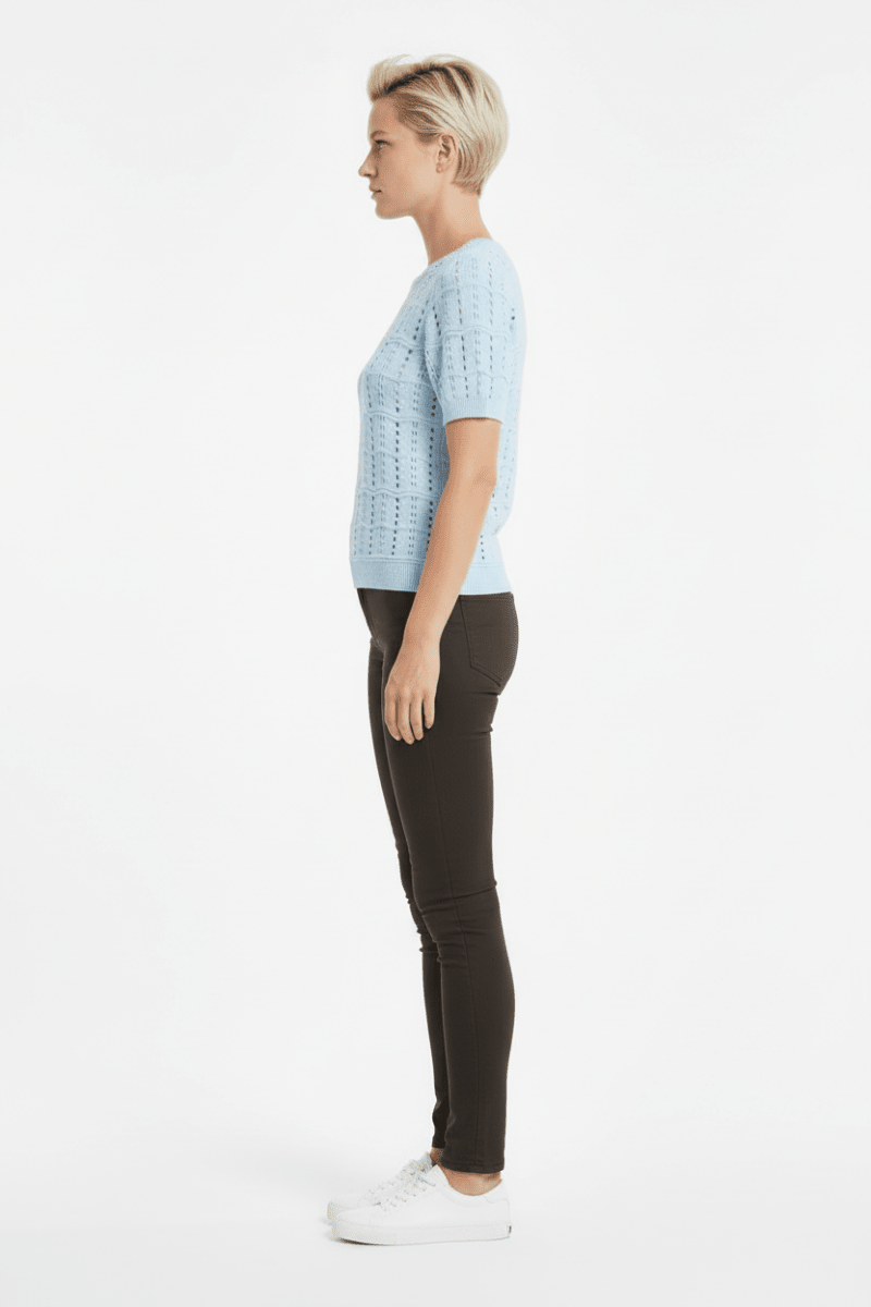 Vila O - NECK POINTELLE KNIT TOP/TES in der Farbe Nantucket Breeze